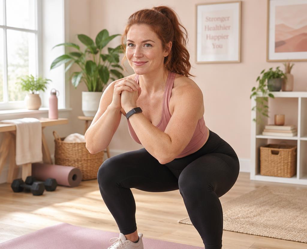 Exercise demo woman in a pink top